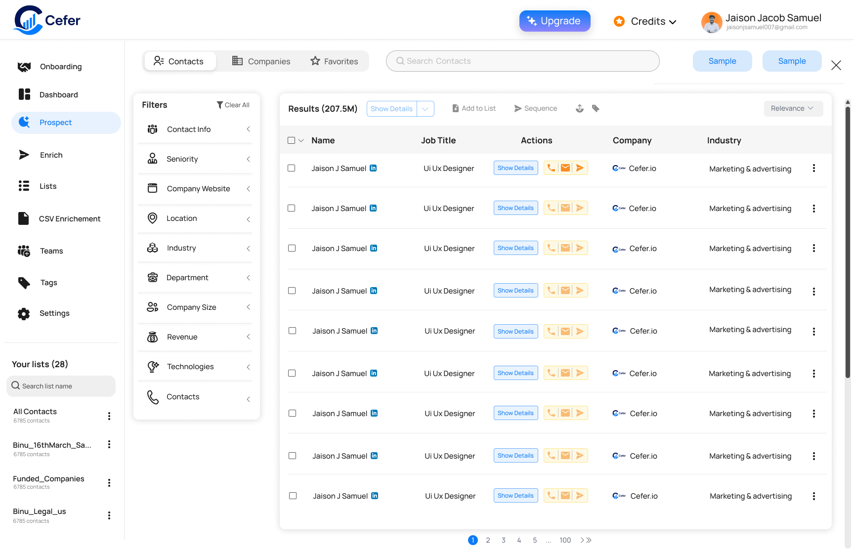 Cefer.io Dashboard preview 2